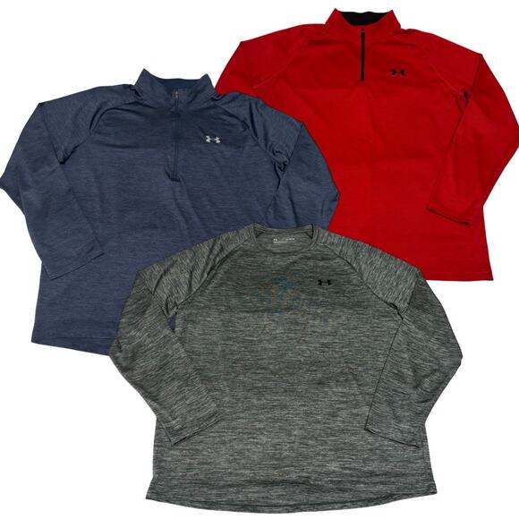 Lot Of 3 Under Armour Mens Size XL 1/4 Zip & Long Sleeve Shirt Activewear Gym - Picture 1 of 16